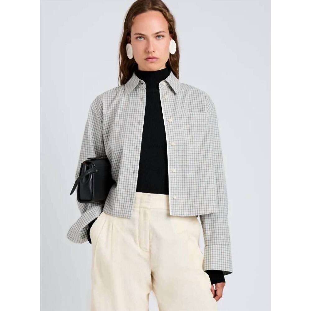 NEW PROENZA SCHOULER WHITE LABEL olive shirt in grey multi